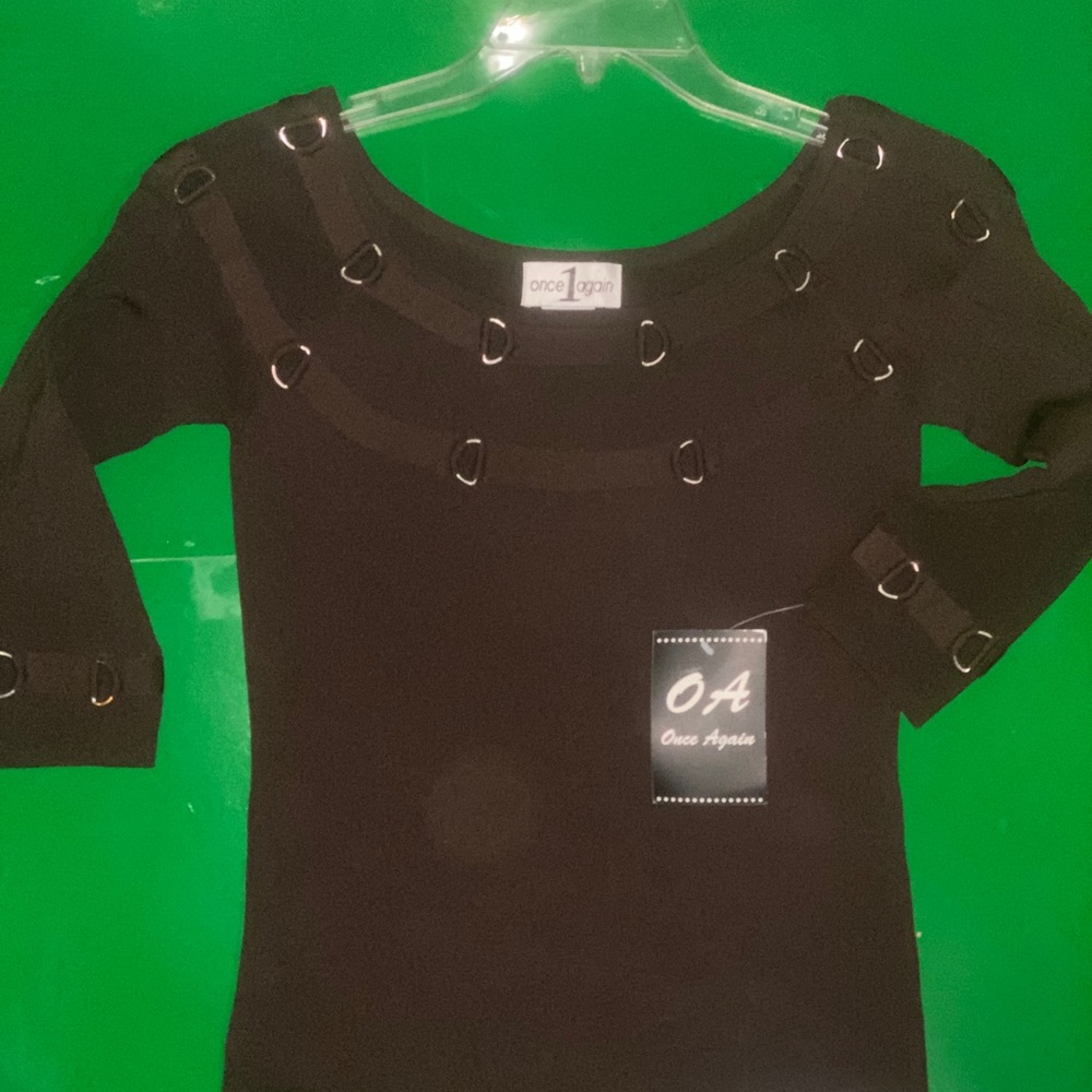 Brown sweater with metal accents new with tag